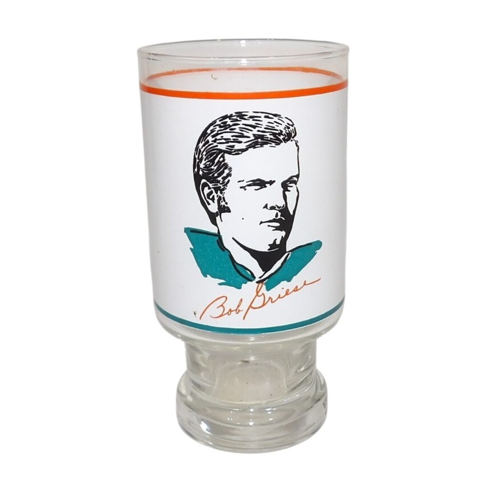 Vintage Bob Griese Miami Dolphins NFL Football Glass Footed Tumbler Purdue HOF